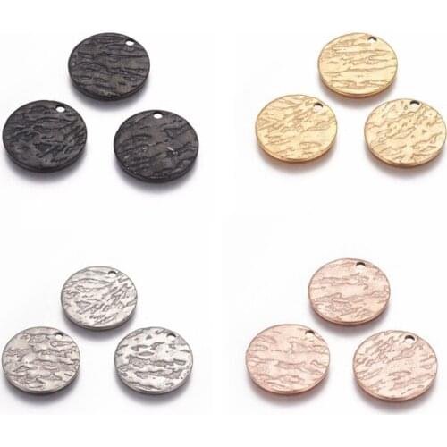 100pcs Vacuum Plating Flat Round Stainless Steel Pendants for jewelry making Bracelet Necklace Accessories 15x1mm, Hole: 1.5mm