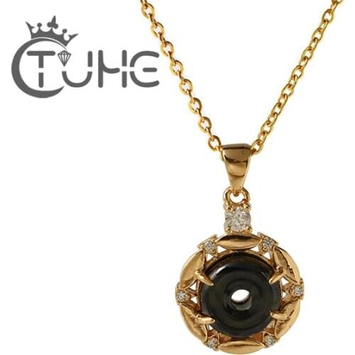 New Chinese Style Yupei Pendants Necklaces With CZ Crystal Made In Healthy Ceramic Material Black White Ceramic Circle Jewelry