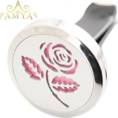 Rose Flower Tree of Life 30mm Diffuser 316 Stainless Steel Car Aroma Locket Essential Oil Car Diffuser Lockets Free 40Pcs Pads