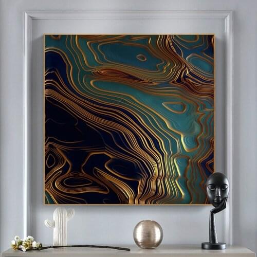 Nordic Abstract Red Green Water Ripples Wall Art Canvas Painting Poster Modern Phnom Penh Line Print Picture Living Room Decor