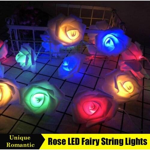 Battery Operated 1M/3M/5M LED Rose Flower Fairy Garland Christmas Holiday String Lights For Valentine Wedding Decoration