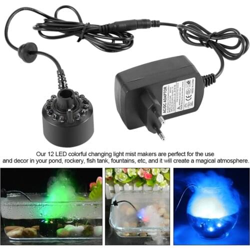 12 LED Colorful Ultrasonic Humidifier Mist Maker Fogger for Water Fountain water feature Creating Atmosphere Air Humidifier