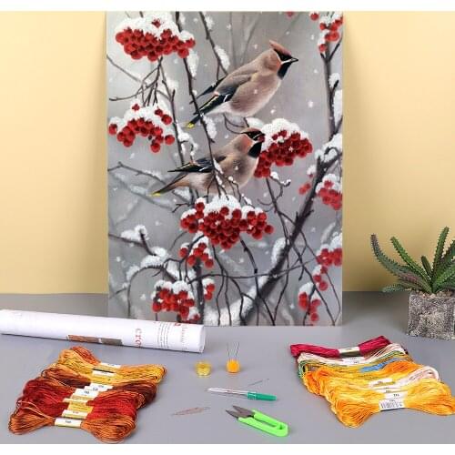 Animal Bird Pre-Printed 11CT Cross-Stitch Embroidery Patterns DMC Threads Handmade Needlework Knitting Painting Gift Stamped