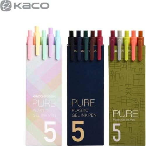 KACO Sign Pen Gel Pen 0.5mm Refill Smooth Ink Writing Durable Signing Pen 5 Colors Vintage Color Macarons Gift Set