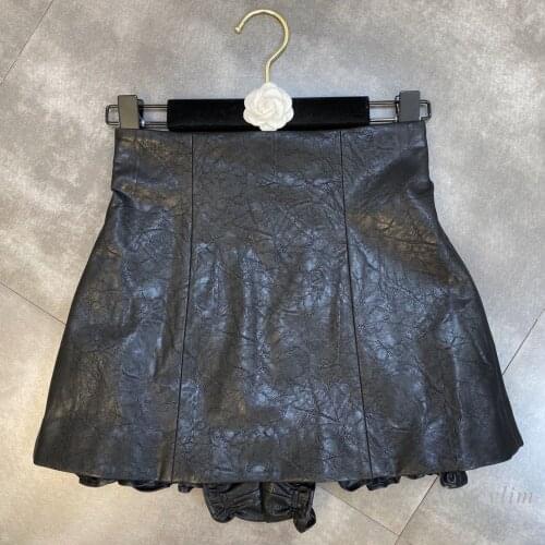 Black Pu Leather Shorts Femme 2021 Autumn Winter Elastic Leak-Proof Trousers Women Cool Motorcycle Short High Waist