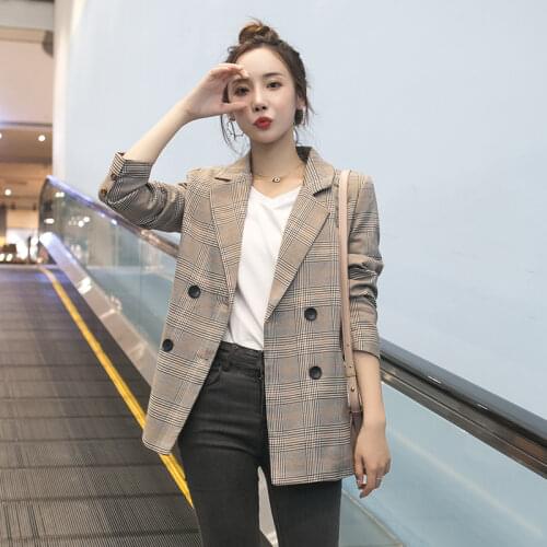 Winter clothes women woolen plaid suits double-breasted suits women suit jacket blazer women coat jacket women girls blazer