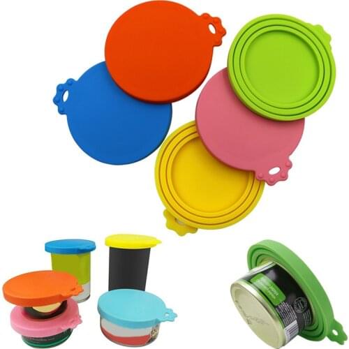 100pcs 6 Colors Silicone Pet Food Sealed Cans Lids Sealed Food Can Cover Storage Lids Universal Size Fit 3 Standard Size W0056