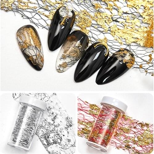 20/50*4CM 3D Mesh Gold Silver Nail Art Foil Irregular Aluminum Nail Sticker Manicure Gel Polish DIY Nails Design Decoration