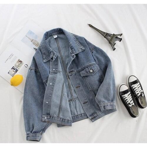 2019 New Denim Jacket Women Punk Batwing Sleeve Loose Vintage Streetwear Jeans Jackets Coat Ladies Plus Size