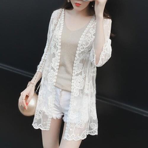 2021 Spring Summer Cardigan Women Solid Blouse Casual Three Quarter Sleeve Shirt Kimono Cape Blusa Female Thin Tunic Tops Y251