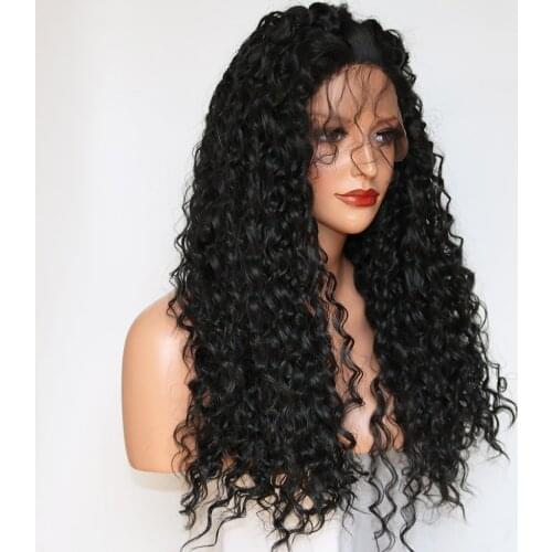 24" Long Curly Hair Lace Front Wigs For Women Kinky Curly Synthetic Hair Lace Frontal Wig Lace Closure Wig