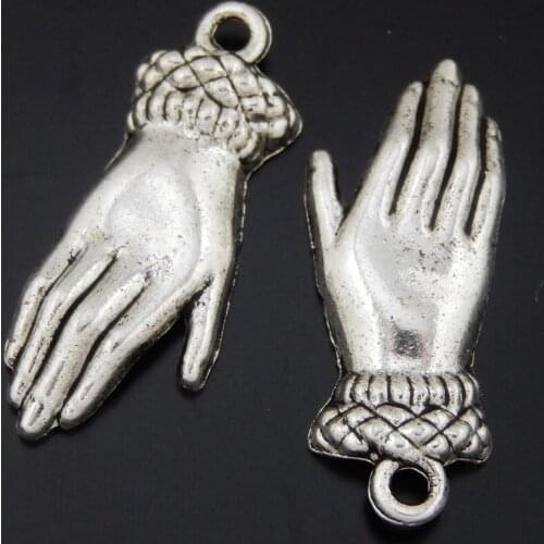 GraceAngie 25PCS/Lot Silver Color Religious Ethnic Style Beautiful Lady Tone Alloy Right Hand Pendant Charms New Findings