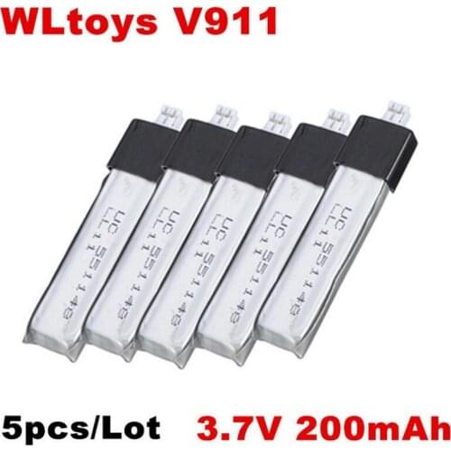 5 pcs/Lot 3.7V 200mAh Li-poly Battery for WLtoys V911 V911-1 V911-2 RC Helicopter Spare Parts Replacement Accessories
