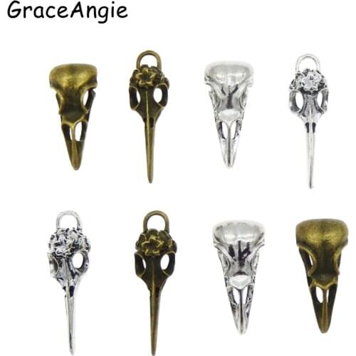 8pcs Steampunk Raven Bird Skull Pendants Charms Necklace Jewelry Findings 32*14mm 40*11mm Candy Car Pendants Gift