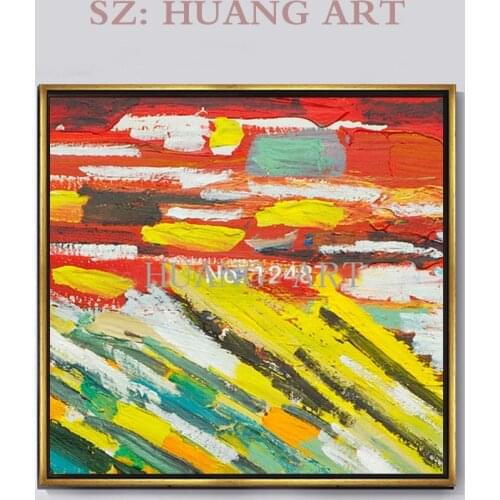 Large Hand Painted Abstract Wall Oil Painting On Canvas Modern Abstract Square strip blue Knife Wall Pictures For Living Room Ho