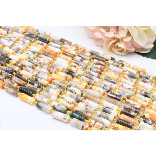 8X21mmNatural Smooth Columnar shape Fresh Yellow Fire Agate stone Beads For DIY necklace bracelet jewelry make 15 "free delivery