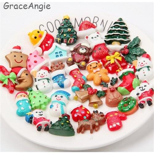 20pcs Resin cartoon Flatback Slime charms beads hair jewelry accessories Christmas phone DIY Cameo Dome Cabochon Findings DIY
