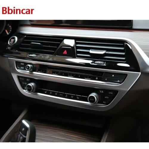 Bbincar Car Interior Central Console CD Panel Control Air Condition Switch Cover Trim ABS Chrome For BMW 5 Series G30 2017 2018