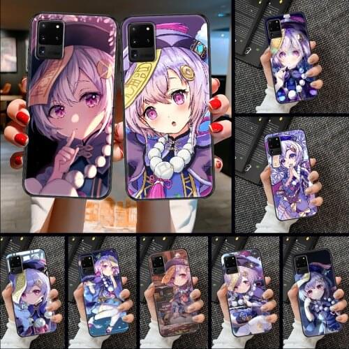 Genshin Impact Qiqi Phone case For Samsung Galaxy Note 4 8 9 10 20 S8 S9 S10 S10E S20 Plus UITRA Ultra black luxury bumper soft