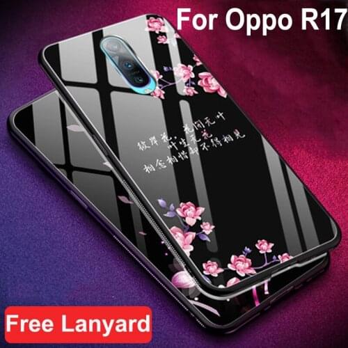 Tempered Glass Case For Oppo R17 Case Soft Silicone Frame Hard Cover 6.4'' For Oppo r 17 Case oppor17 cases phone shell