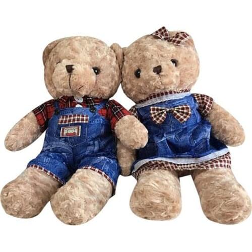 Children plush stuffed toy Lovers Teddy Bear Denim Bear baby kids Christmas birthday plush toy gift