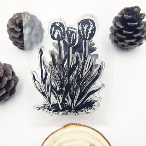 Hot sale 6*9cm The tulip Transparent Clear Stamps / Silicone Seals Roller Stamp for DIY scrapbooking photo album/Card Making