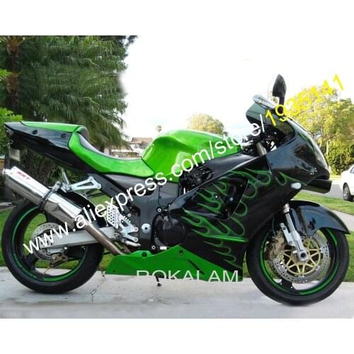 For Kawasaki Ninja ZX12R 00 01 Parts ZX-12R 2000 2001 ZX 12R Green Flame Motorcycle Fairing Set (Injection molding)