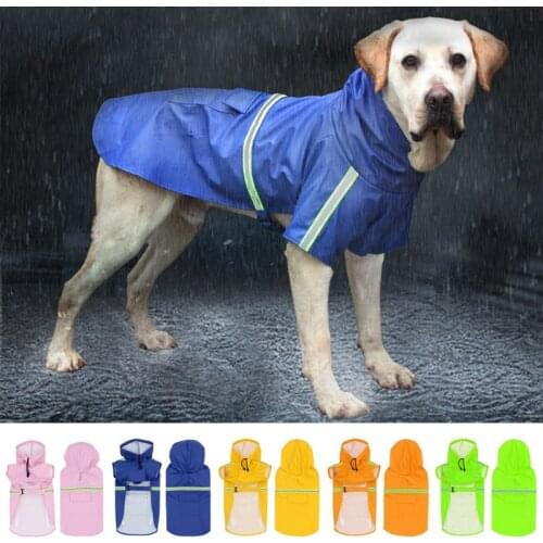 Pets Dog Hooded Raincoats Reflective Large Dogs Rain Coat Waterproof Jacket Fashion Raincoat Outdoor Breathable Pets Clothes
