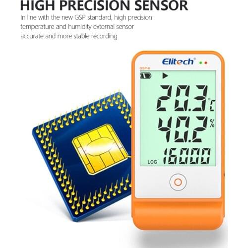 GSP-6 Temperature and Humidity LCD USB Temp Data Logger Precision Recorder Monitor Big External Sensors 16000 Points Detector