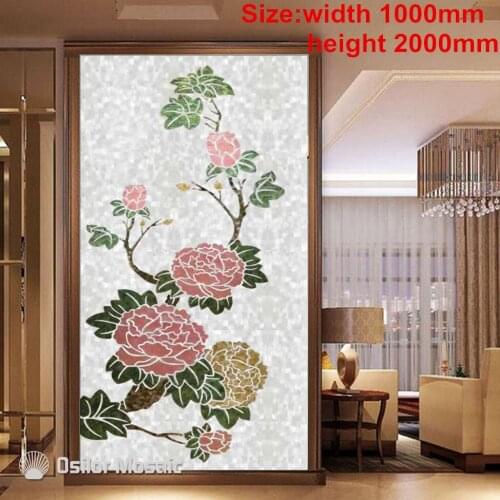 Customized handmade mosaic art mother of pearl mosaic tile art murals for interior house decoration flower pattern