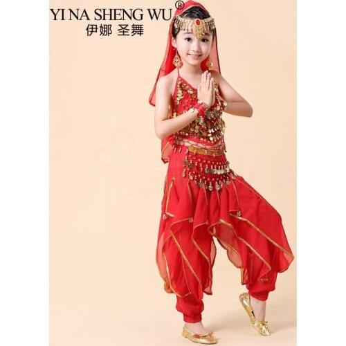 Childrens Belly Dance Professional Costume Kids Indian Bellydance Clothes Girl Bollywood Dancing Stage Performing Wear Suit New
