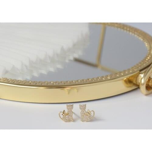 Fashion Cute Little Cat Butterfly Stud Earrings Exquisite Micro Inlaid Zircon Stud Earrings Elegant Girl Charm Jewelry Gift