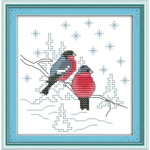 Joy sunday animal style Two red birds cross stitch pattern kits embroidery painting needle craft stores