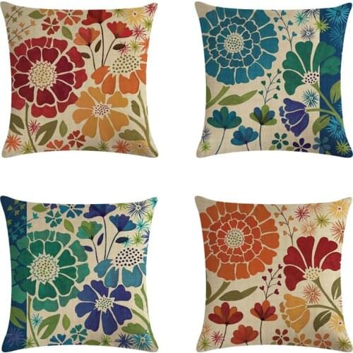 45x45cm Printed Flower Family Cushion Cover Soft Plush Pillow Case Home Room Office Decoration Back Throw Sofa Cushion Cover