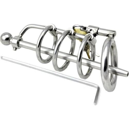 Stainless Steel Cock Cage Male Chastity Device Penis Plug Urethral Sound Penis Lock Belt Chastity Cage Sex Toys Sex Product G110