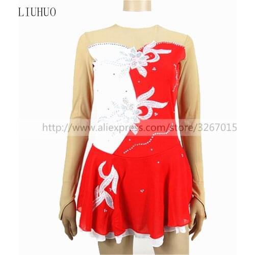 Figure Skating Dress Womens Girls' Ice Skating Dress Roller skates Artistic gymnastics performance clothing White Red
