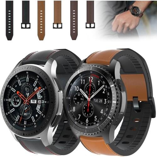 22mm Watch Strap For Samsung galaxy watch 46mm Genuine Leather Band Silicone Bracelet Watchband Gear S3 Frontier&Classic ремешок