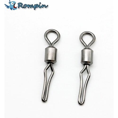 Rompin 50pcs/lot Barrel Swivel With Side Line Clip Fishhooks Fishing Swivel Connector With Snap Emerillones Pesca