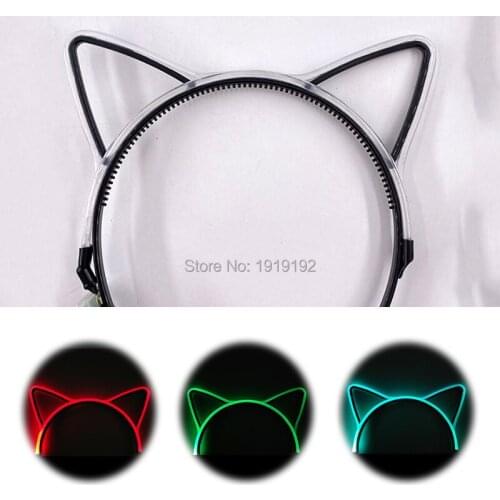 Cute Cat Ear Headwear LED Glowing Headband Women Girls Christmas Headbands Party Concert Bright Hairband