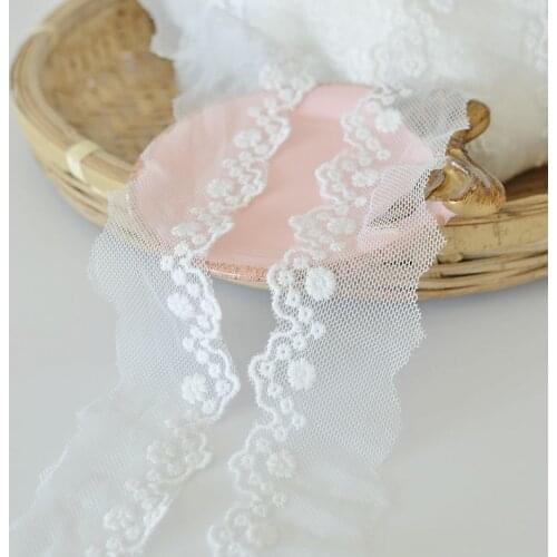 28Yards 2.5cm Mesh Cotton Embroidery Lace Trim Handmade DIY Garment Needlework Sewing Accessories Fabric Clothing Decoration 384