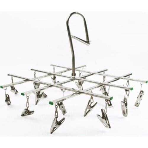 Stainless Steel 10/20 Clips Laundry Rack Foldable Underwear Sock Folding Hanger Drying Hanger Multifunctional Towel Clips
