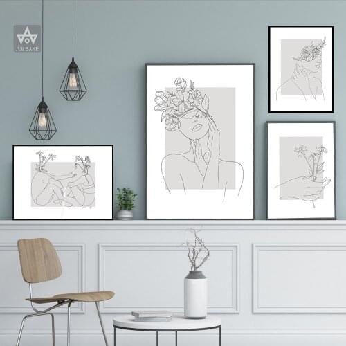 Modern Abstract Art Picture Figure Line Drawing Home Decor Nordic Canvas Painting Wall Art Posters and Prints for Living Room