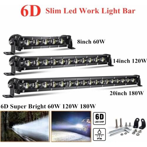 Super bright 6D Lens 8" 14" 20" inch 60W 120W 180W LED Work Light Bar 4x4 Offroad LED Work Light for Tractor Boat 4WD Trucks SUV