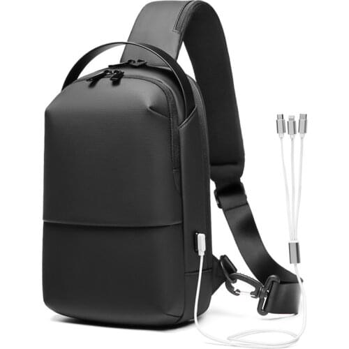 SUUTOOP Men Multifunction Fashion Shoulder Bag USB Crossbody Bag Sports Travel Sling Bag Pack Messenger Pack Chest Bags For Male