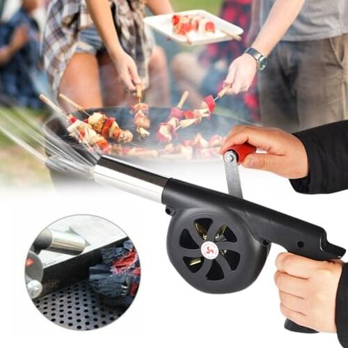 Outdoor Barbecue FanHand-cranked Air Blower Manual BBQ Fan Air Blower Outdoor Cooking Picnic Grill Barbecue Cooking Tools