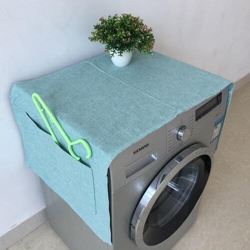 Simple Cotton Linen Washing Machine Cover Dust Cover Solid color waterproof Refrigerator organizer Single door Fridge cover