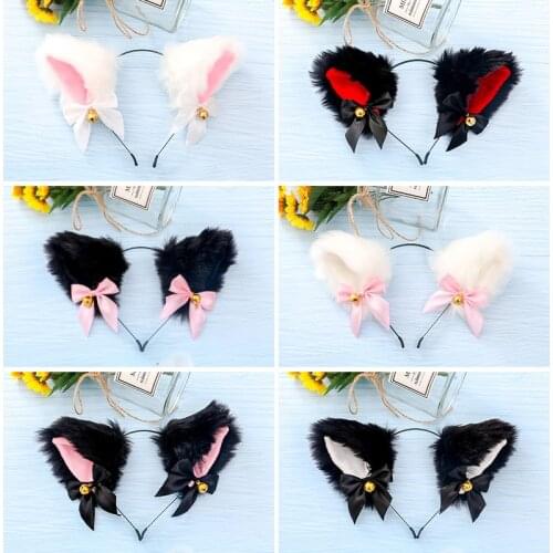 Bunny Ears Headband Cosplay Girl Cat Ears Head Band Lolita Hair Bow Anime Decor Fashion Lady Cute Headwear Hair Accessories