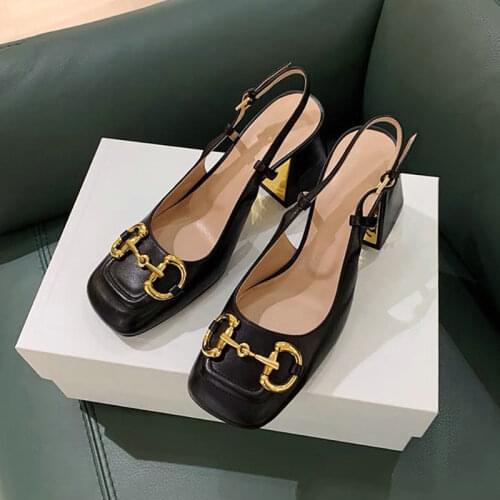 2021 Spring Mary Jane Womens Shoes Baotou Retro Sandals High Heels Thick Heel Single Shoes Women