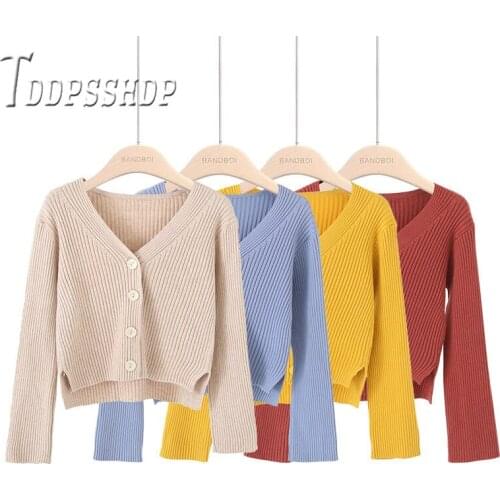 2019 Korean Irregular Single Breasted Women Sweater Long Sleeve Female Sweaters Cardigan