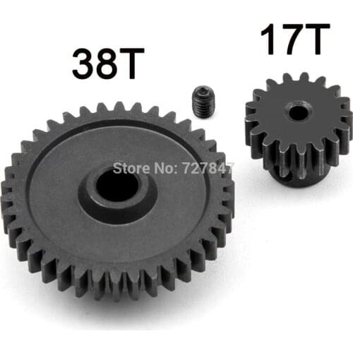 1set Metal Diff Main Gear 38T & Motor Gear 17T for RC 1/18 WLtoys A949 A959 A949 A959 A969 A979 RC Car Buggy Upgrade Parts